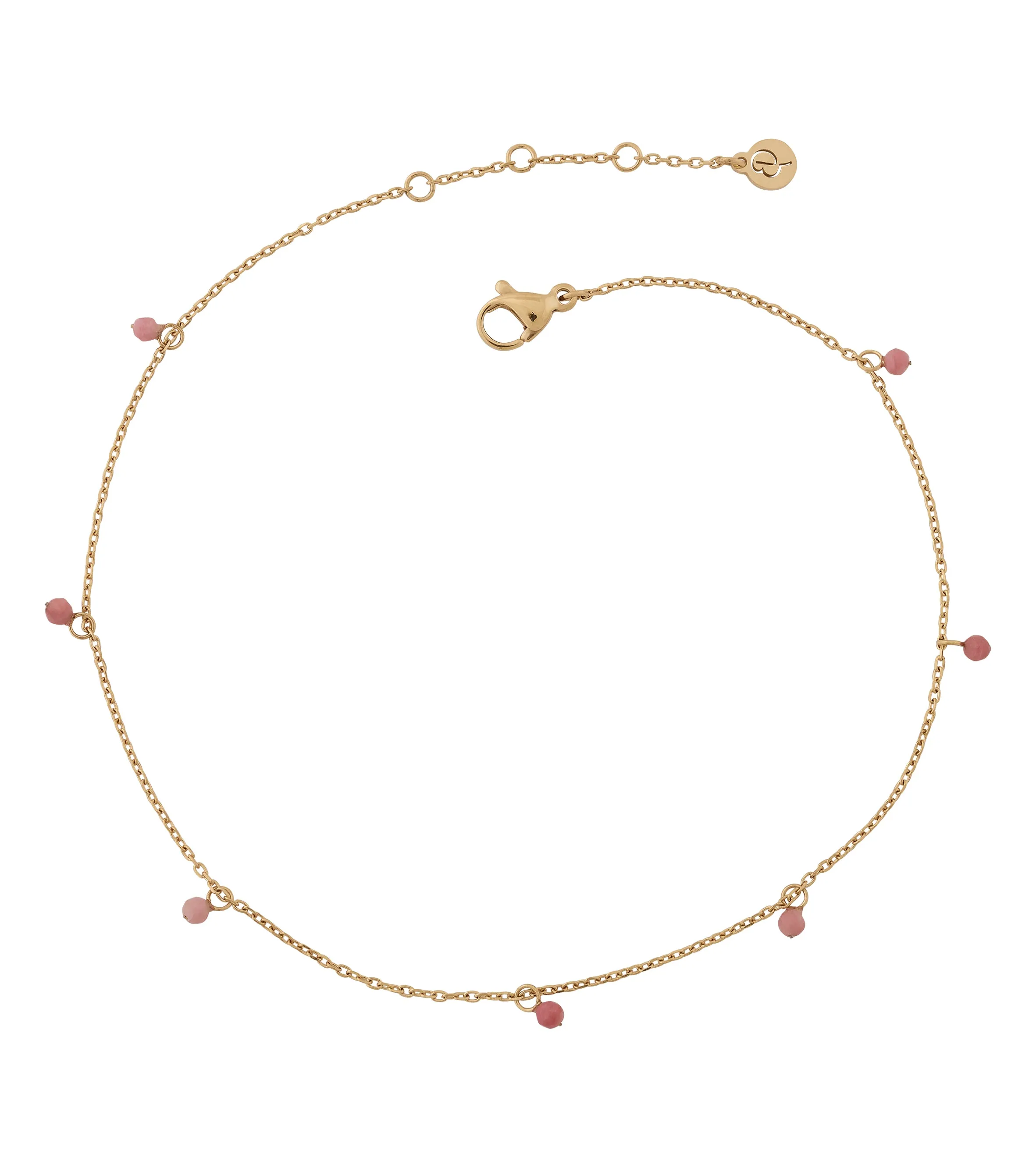 Summer Beads Chain Anklet Pink Gold