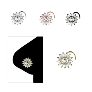 Sunflower Nose Ring - 14k Gold Nose Ring Stud  Thick 22g Nose Ring with Unique Designs  Ideal for Nose Piercing Lovers