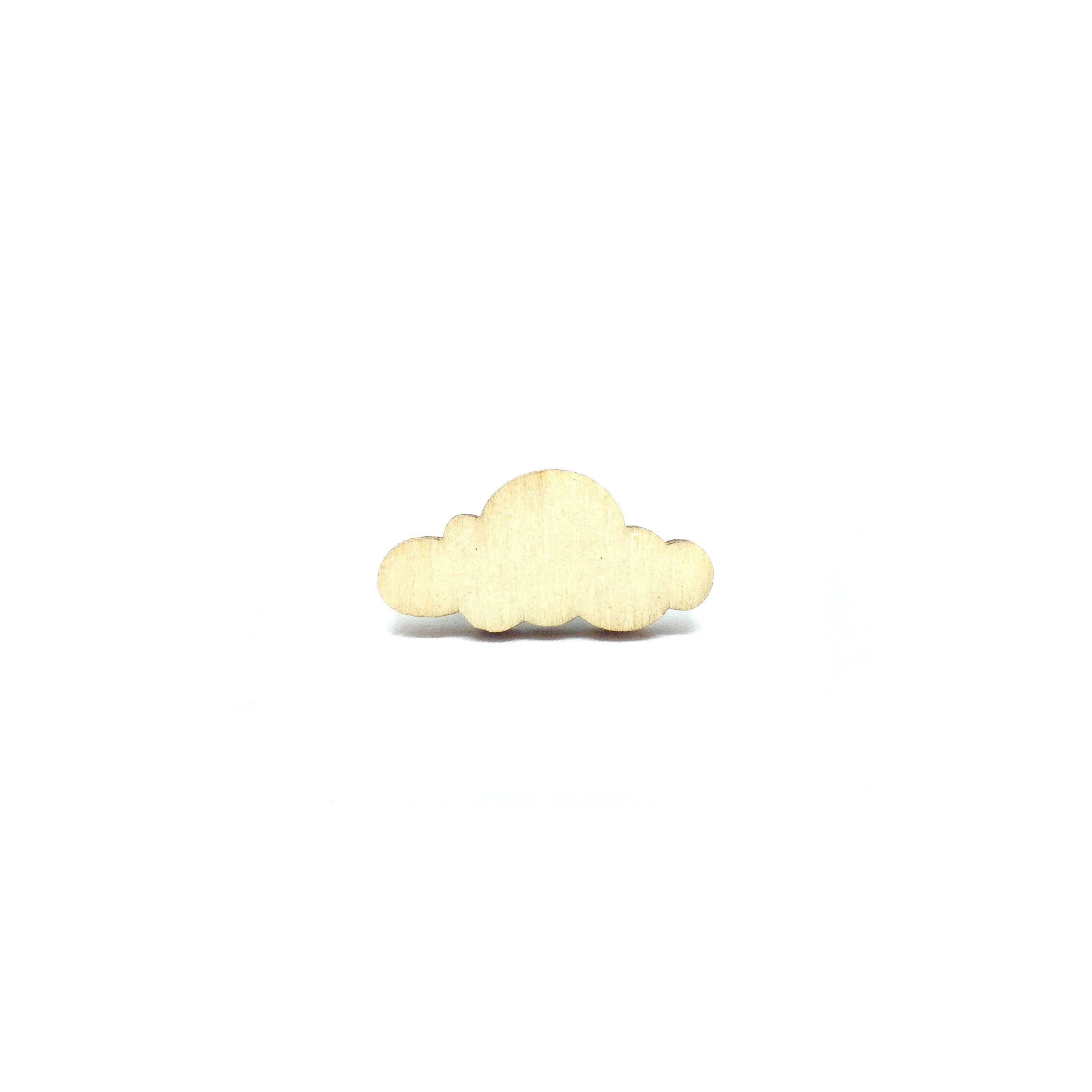 Sunny Clouds Wooden Brooch Pin