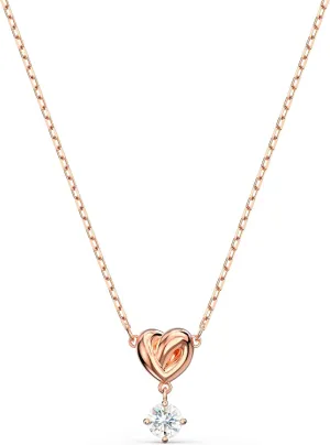 SWAROVSKI Lifelong Heart Necklace, Earrings, and Bracelet Crystal Jewelry Collection, Rose Gold & Rhodium Tone Finish