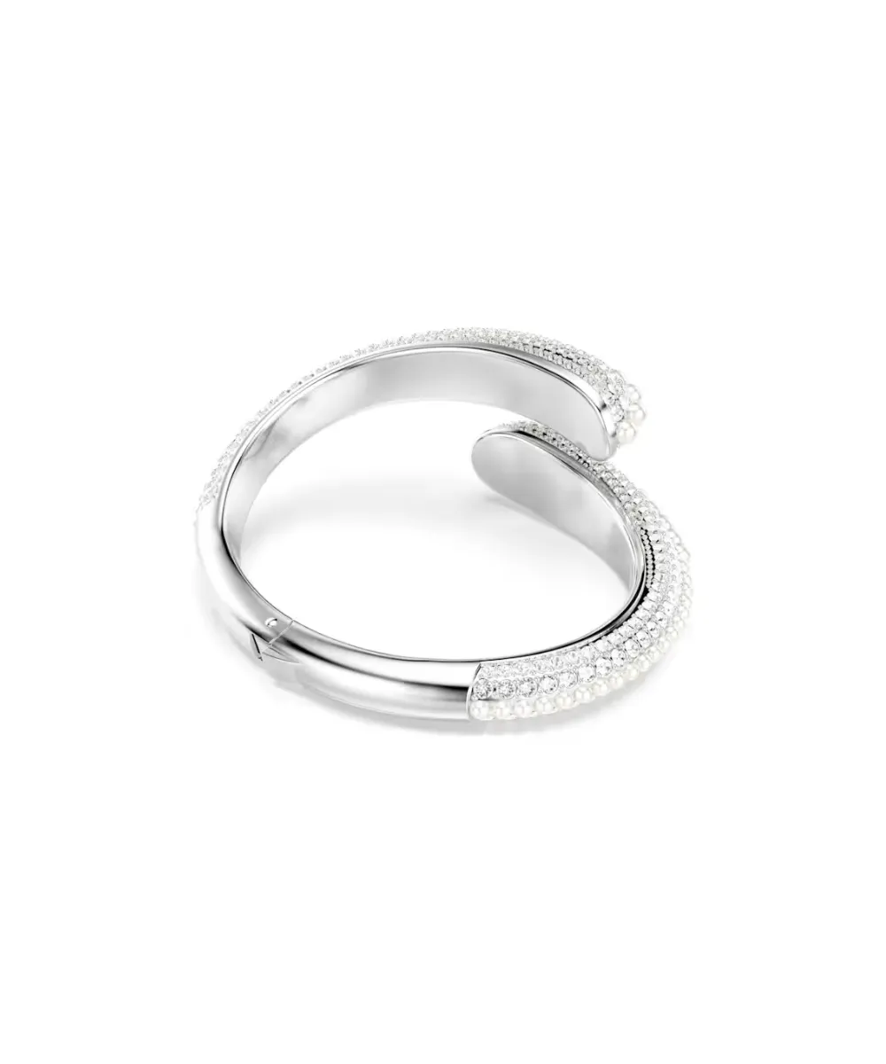 SWAROVSKI SUBLIMA CUFF, CRYSTAL PEARL, ROUND CUT, WHITE,RHODIUM PLATED