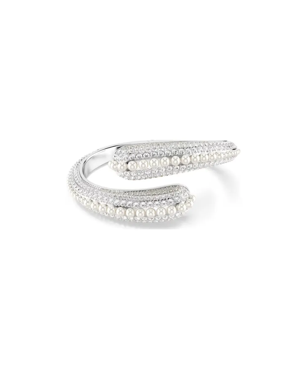 SWAROVSKI SUBLIMA CUFF, CRYSTAL PEARL, ROUND CUT, WHITE,RHODIUM PLATED