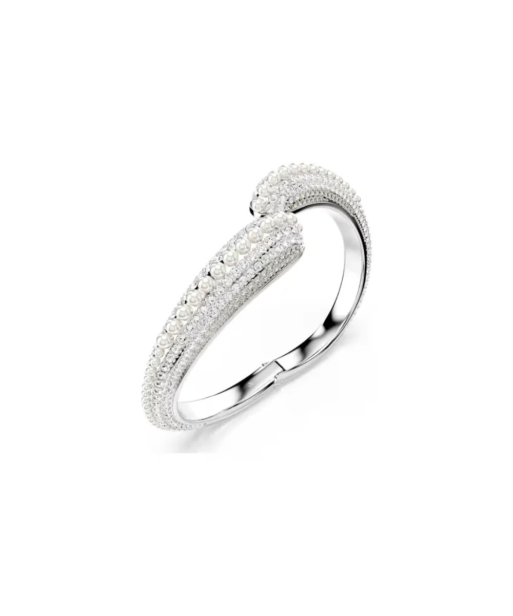 SWAROVSKI SUBLIMA CUFF, CRYSTAL PEARL, ROUND CUT, WHITE,RHODIUM PLATED