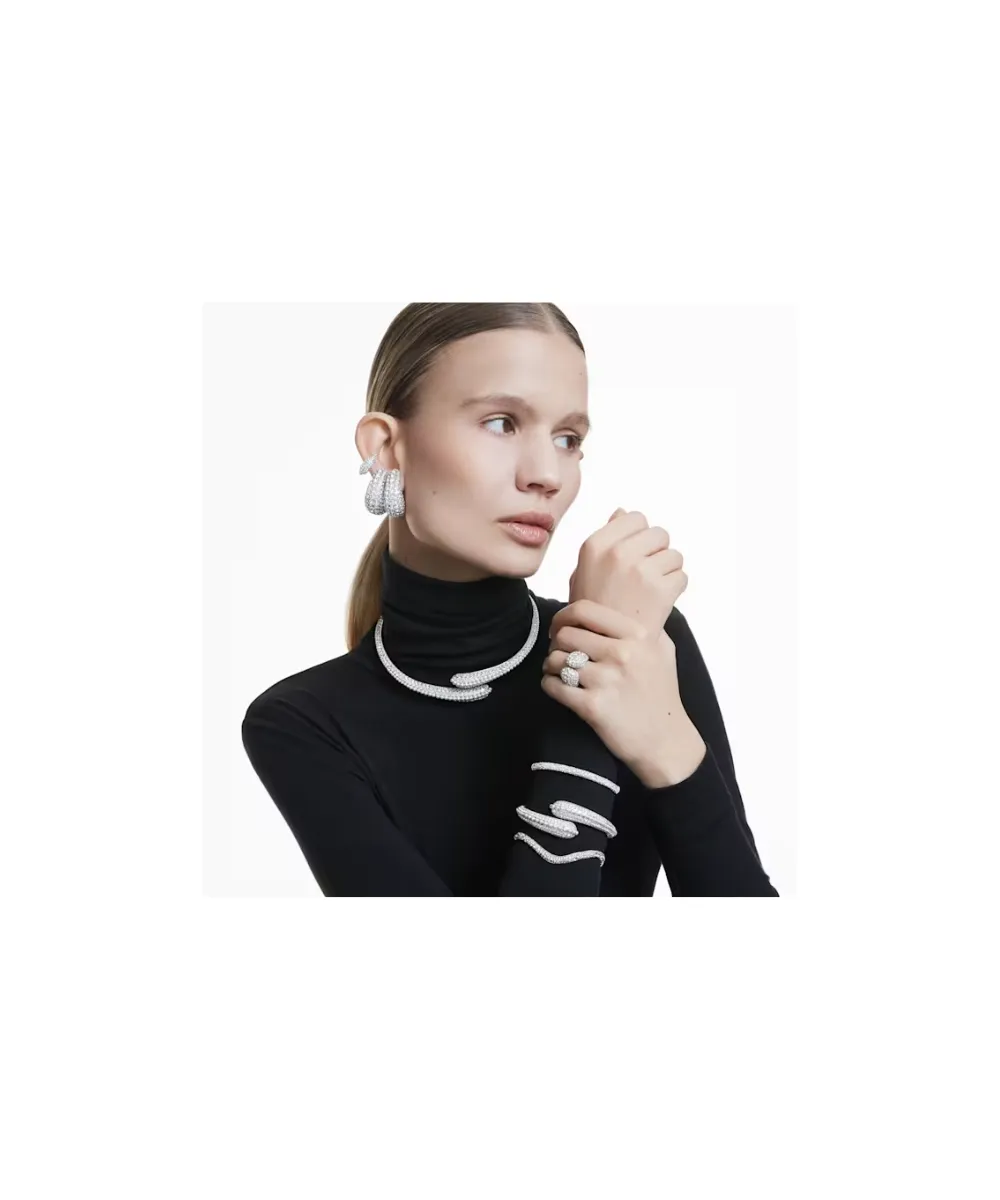 SWAROVSKI SUBLIMA CUFF, CRYSTAL PEARL, ROUND CUT, WHITE,RHODIUM PLATED