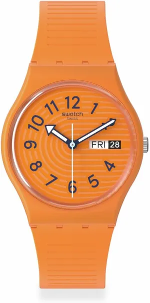 Swatch Unisex Casual Orange Watch Stainless Steel Quartz Trendy Lines in Sienna