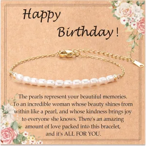Tarsus Birthday Gifts for Women, Beautiful Pearls Precious Memories, Birthday Bracelet for 30th 40th 50th 60th Women, Birthday Gifts Ideas for Friend Sister Mom Grandma Aunt...