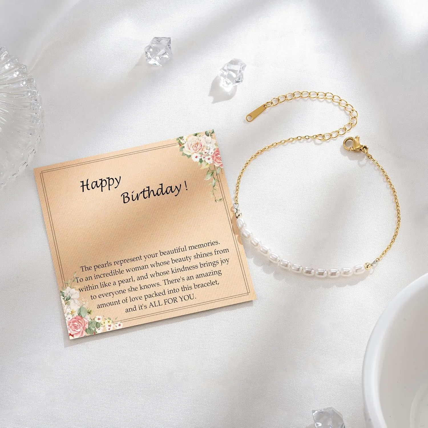 Tarsus Birthday Gifts for Women, Beautiful Pearls Precious Memories, Birthday Bracelet for 30th 40th 50th 60th Women, Birthday Gifts Ideas for Friend Sister Mom Grandma Aunt...