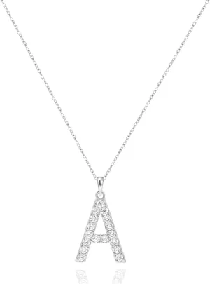 Tarsus Initial Cubic Zirconia Necklace Jewelry Gifts for Women Adjustable Chain 18"   2"