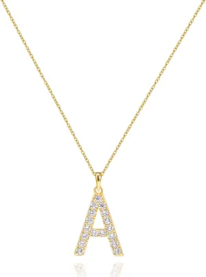 Tarsus Initial Cubic Zirconia Necklace Jewelry Gifts for Women Adjustable Chain 18"   2"
