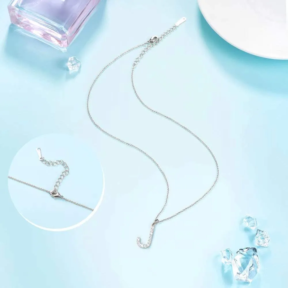 Tarsus Initial Cubic Zirconia Necklace Jewelry Gifts for Women Adjustable Chain 18"   2"