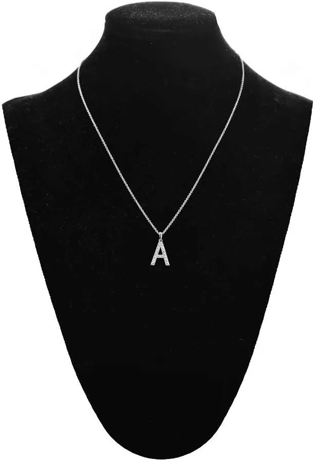 Tarsus Initial Cubic Zirconia Necklace Jewelry Gifts for Women Adjustable Chain 18"   2"