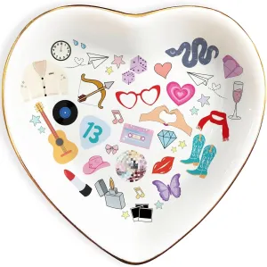 Taylor Inspired Ring Dish, Ceramic Jewelry Tray for Music Fans, Birthday Gift for Girls Women, Gifts Idea for Christmas, Friendship Fun Presents, Trinket Rings Earrings Necklaces Key Decorative Dish