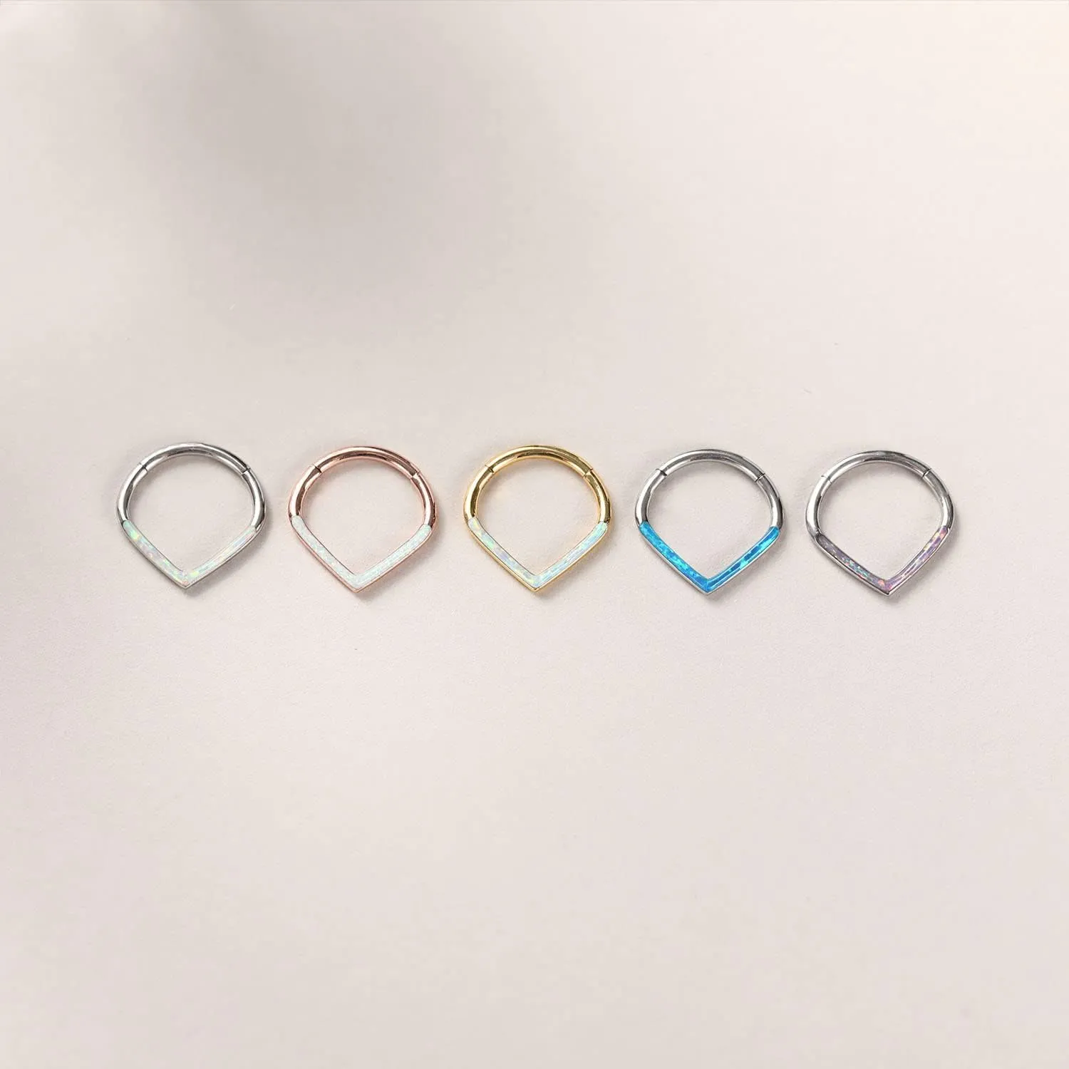Teadrdrop Nose Hoop Ring 16G Septum Ring Septum Jewelry Opal CZ Daith Earring Surgical Steel Hinged Segment Seamless Clicker Ring Tragus Rook Helix Cartilage Conch Hoop Piercing Jewelry 8mm 10mm