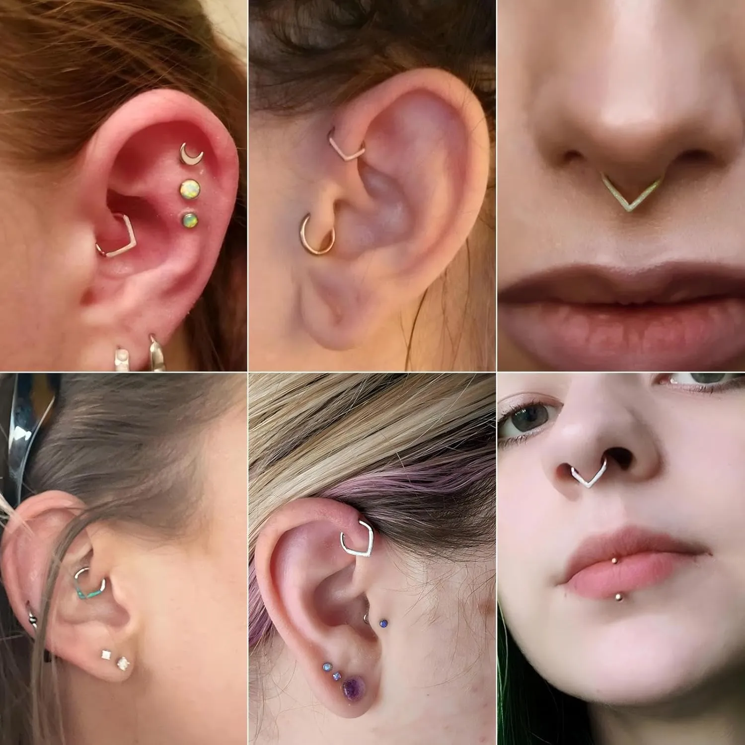 Teadrdrop Nose Hoop Ring 16G Septum Ring Septum Jewelry Opal CZ Daith Earring Surgical Steel Hinged Segment Seamless Clicker Ring Tragus Rook Helix Cartilage Conch Hoop Piercing Jewelry 8mm 10mm