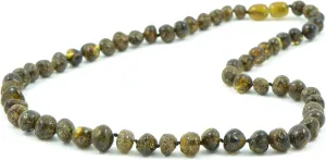 TheNaturalAmber Green Amber Necklace  Polished Baroque Baltic Amber Beads Necklace for Adults 50cm  Handmade Natural Healing Jewelry
