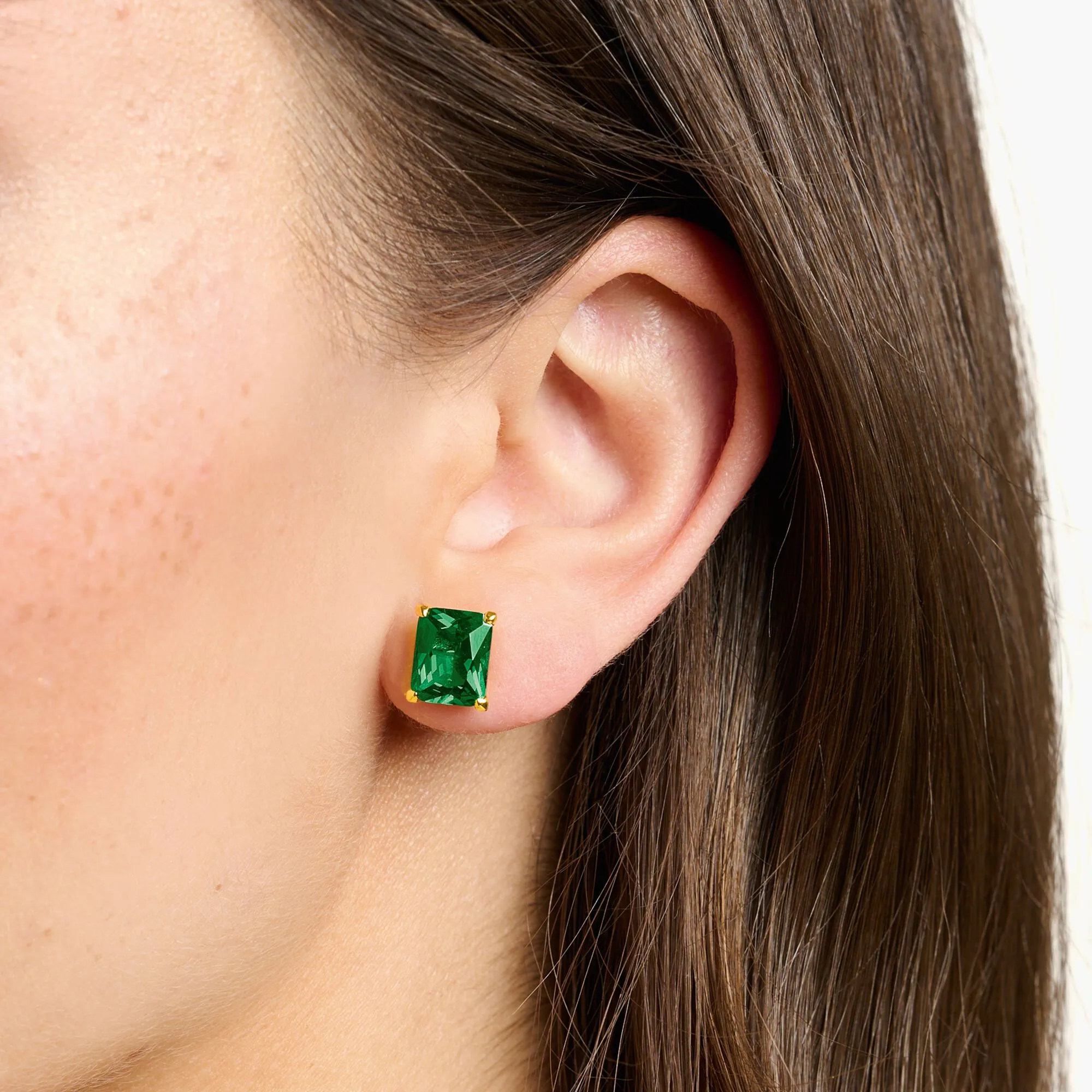 Thomas Sabo Ear Studs Green Stone Gold H2201-472-6