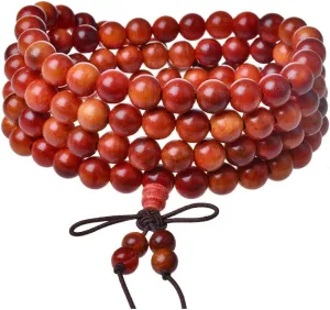 Tibetan 108 8mm Natural Blood Dragon Wood Prayer Beads Buddha Mala Buddhist Bracelet Necklace