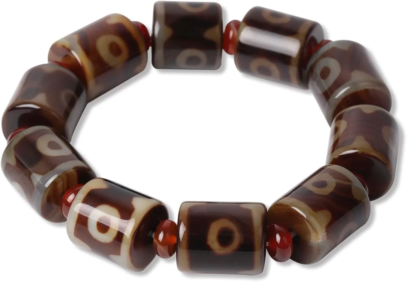 Tibetan Dzi Beads Bracelet Mala Beads Luxury Jewelry Agate Elastic Bracelet Amulet Bangle Attract Good Luck for Women and Men Friend Mother's Day Valentine's Day Christmas Birthdays Gift