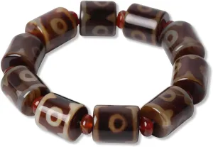 Tibetan Dzi Beads Bracelet Mala Beads Luxury Jewelry Agate Elastic Bracelet Amulet Bangle Attract Good Luck for Women and Men Friend Mother's Day Valentine's Day Christmas Birthdays Gift