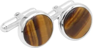Tiger Eye Cufflinks Jewelry for Men 925 Sterling Silver, Cuff Links for Wedding Party Unique Gift, Gemstone Cufflinks