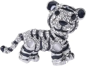 Tiger Rhinestones Brooch Pin for Women Men Girls Cute Unique Animal Crystal Lapel Pins for Dresses Suit Fashion Jewelry