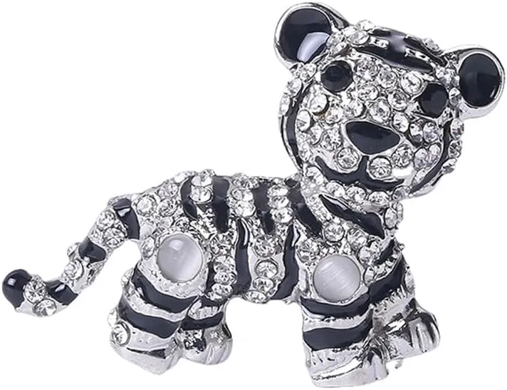 Tiger Rhinestones Brooch Pin for Women Men Girls Cute Unique Animal Crystal Lapel Pins for Dresses Suit Fashion Jewelry