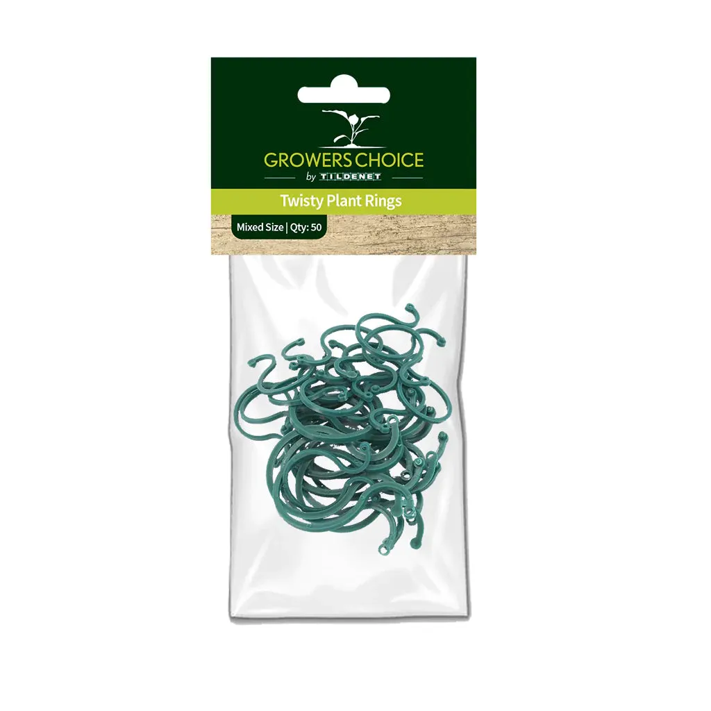Tildenet Mixed Size Twisty Plant Rings (Pack of 50)