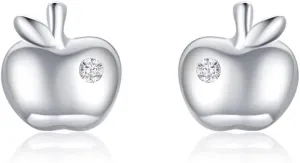 Tiny Apple Stud Earrings 925 Sterling Silver Cubic Zirconia Crystal Fruit Small Cartilage Tragus Earrings Studs Post Piercing Cute Jewelry Gifts for Women Girls Hypoallergenic