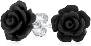 Tiny Floral Earrings 3D Carved Rose Flower Stud Jewelry For Women Mother Resin Silver Plated Brass 10mm Multiple Colors Available
