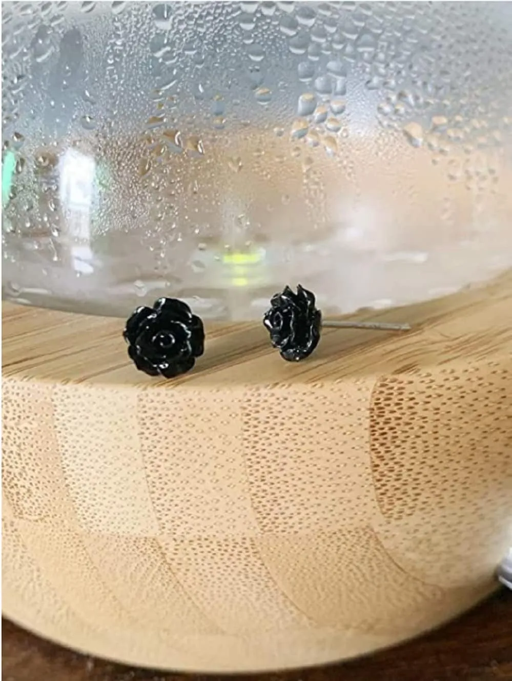 Tiny Floral Earrings 3D Carved Rose Flower Stud Jewelry For Women Mother Resin Silver Plated Brass 10mm Multiple Colors Available
