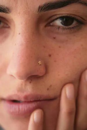 Tiny Gold Nose Stud, Real 14k Yellow Solid Gold Dainty Flower Piercing L Bend Nose Stud, Tribal Boho Cute Nose Piercing Jewelry, Minimalist Delicate Small Artisan Handmade Boho Jewelry, 20g