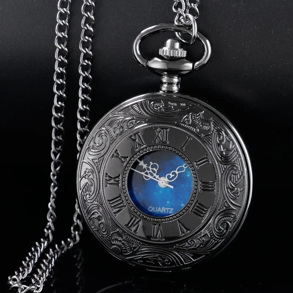 Tiong Personalization Men's Pocket Watch, Roman Scale Customized Quartz Pocket Watch With Chain - Gift for Father, Women, Men