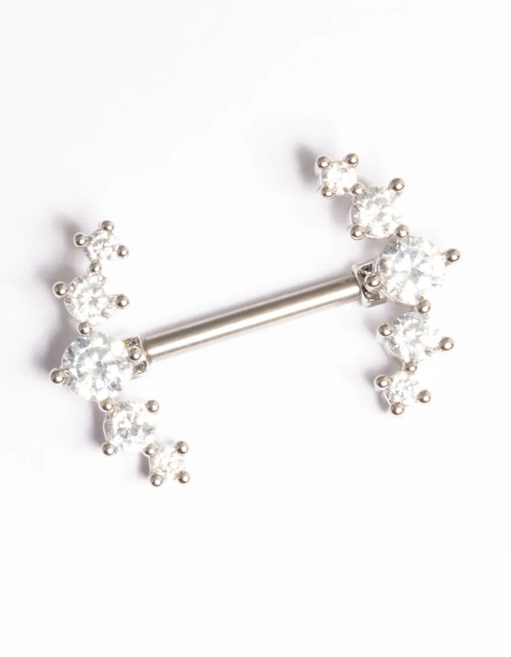 Titanium Diamante Crystal Nipple Bar