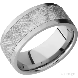 Titanium with Hammer Finish and Meteorite Inlay - 9MM