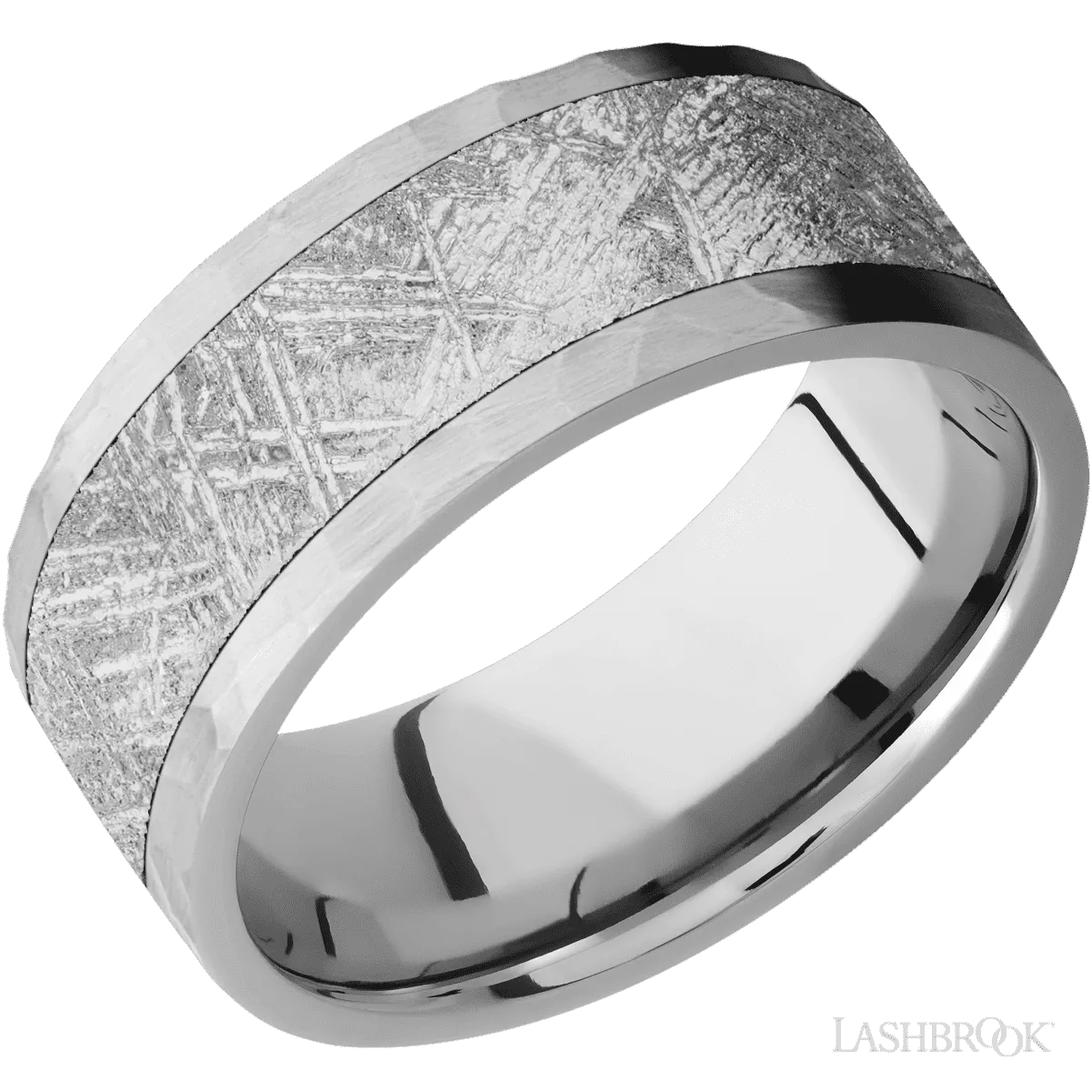 Titanium with Hammer Finish and Meteorite Inlay - 9MM