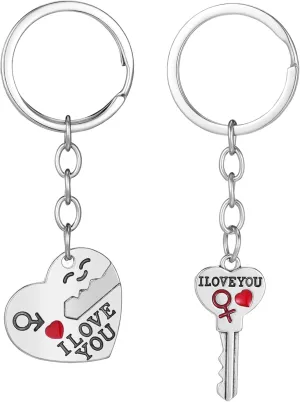 Totority Unique Couples Keychains Heart Shape Car Keychains for Women Zinc Alloy Keyring Ideal for Anniversary Present