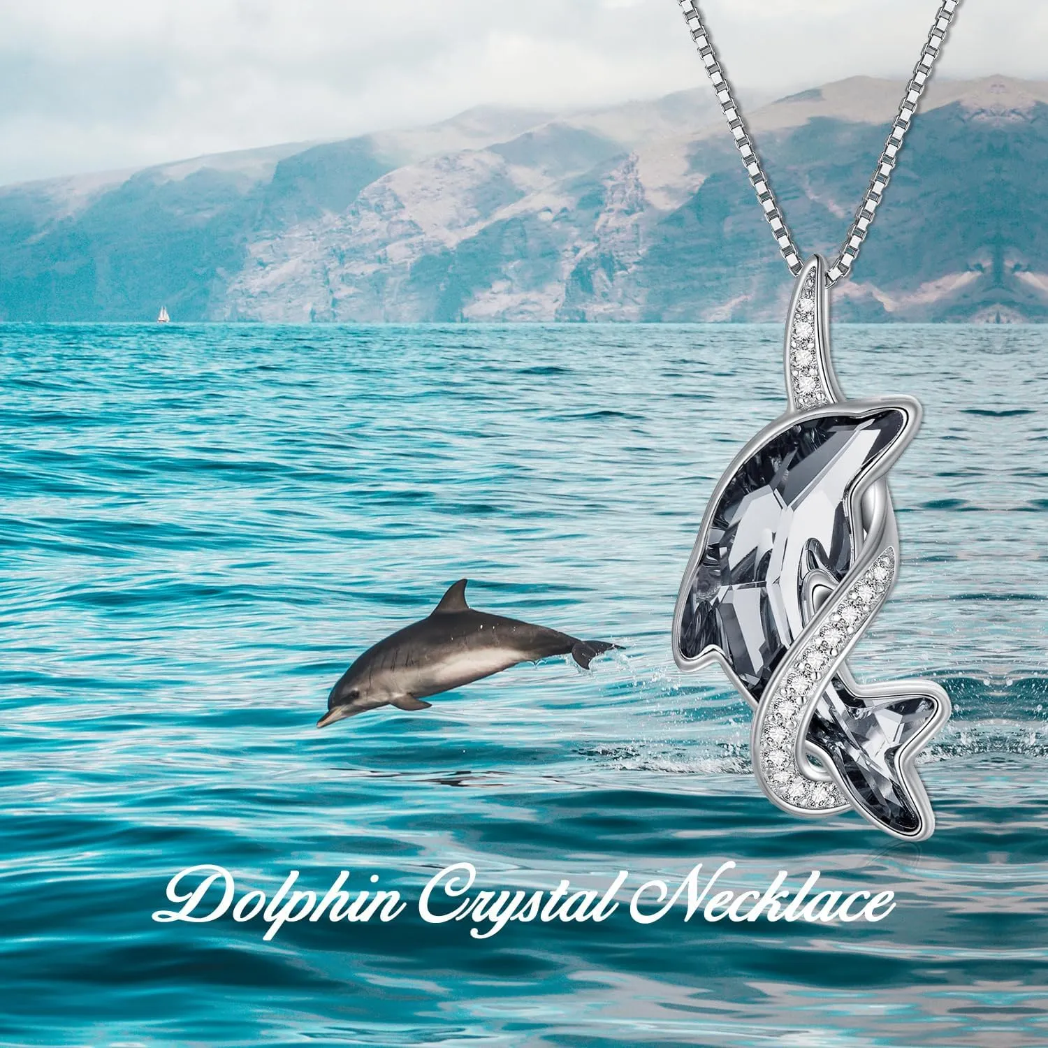 TOUPOP Dolphin Gifts for Women Sterling Silver Dolphin Crystal Pendant Necklace Jewelry Gifts for Women Mom on the Birthday Beach Mothers Day Graduation