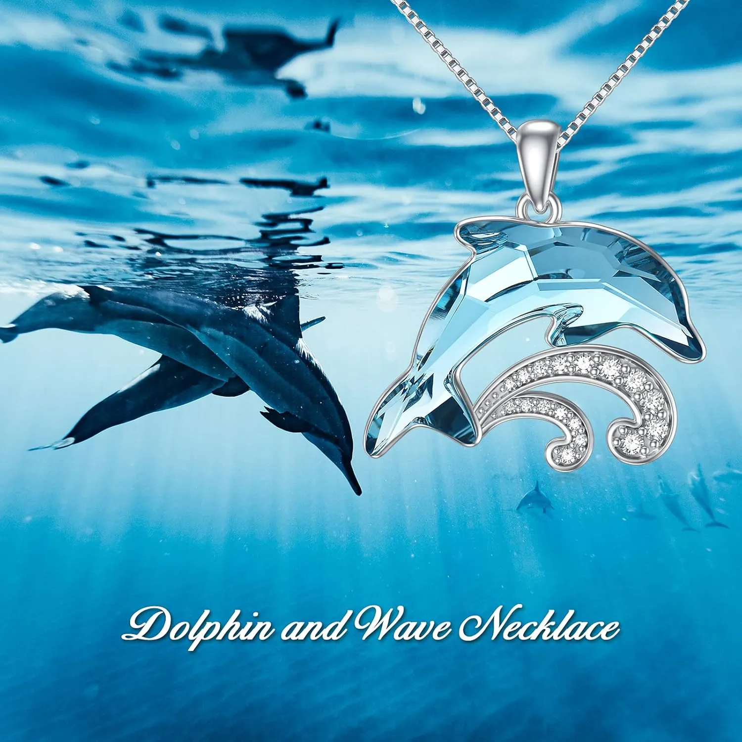 TOUPOP Dolphin Gifts for Women Sterling Silver Dolphin Crystal Pendant Necklace Jewelry Gifts for Women Mom on the Birthday Beach Mothers Day Graduation