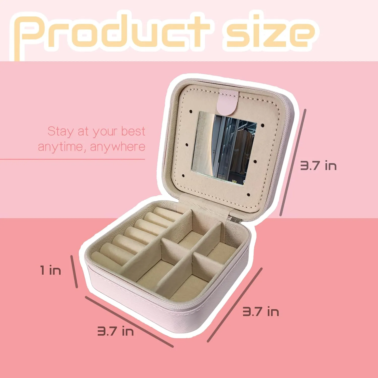 Travel Jewelry Case Organizer, Gifts for Women Teen Girls Initial Jewelry box with Mirror Vacation Beach Essentials Ring Necklace Earring Organizer Box (G)