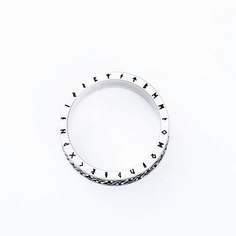 Trendy Unisex Viking Letter Titanium Steel Ring - Japanese and Korean Fashion Jewelry