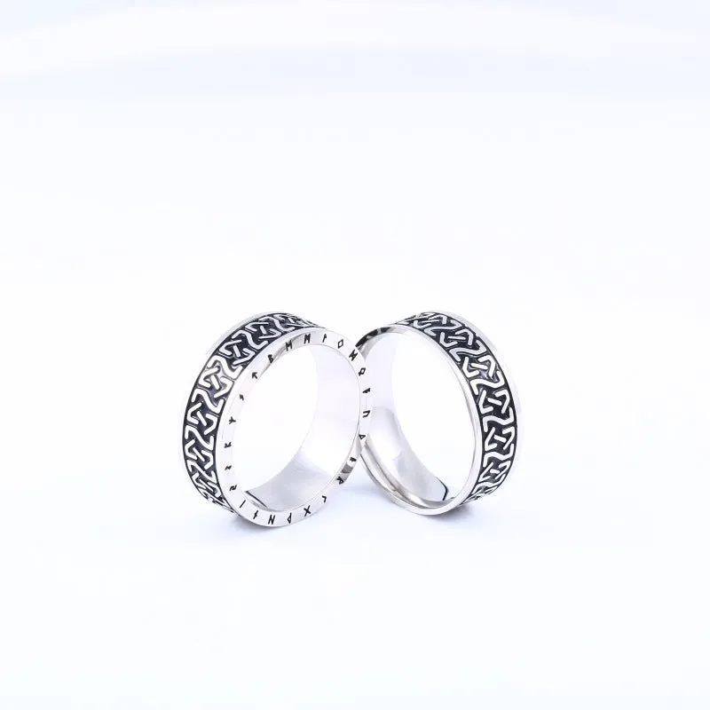 Trendy Unisex Viking Letter Titanium Steel Ring - Japanese and Korean Fashion Jewelry