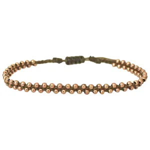 TRENZA HANDWOVEN BRACELET IN KHAKI GREEN & ROSE GOLD