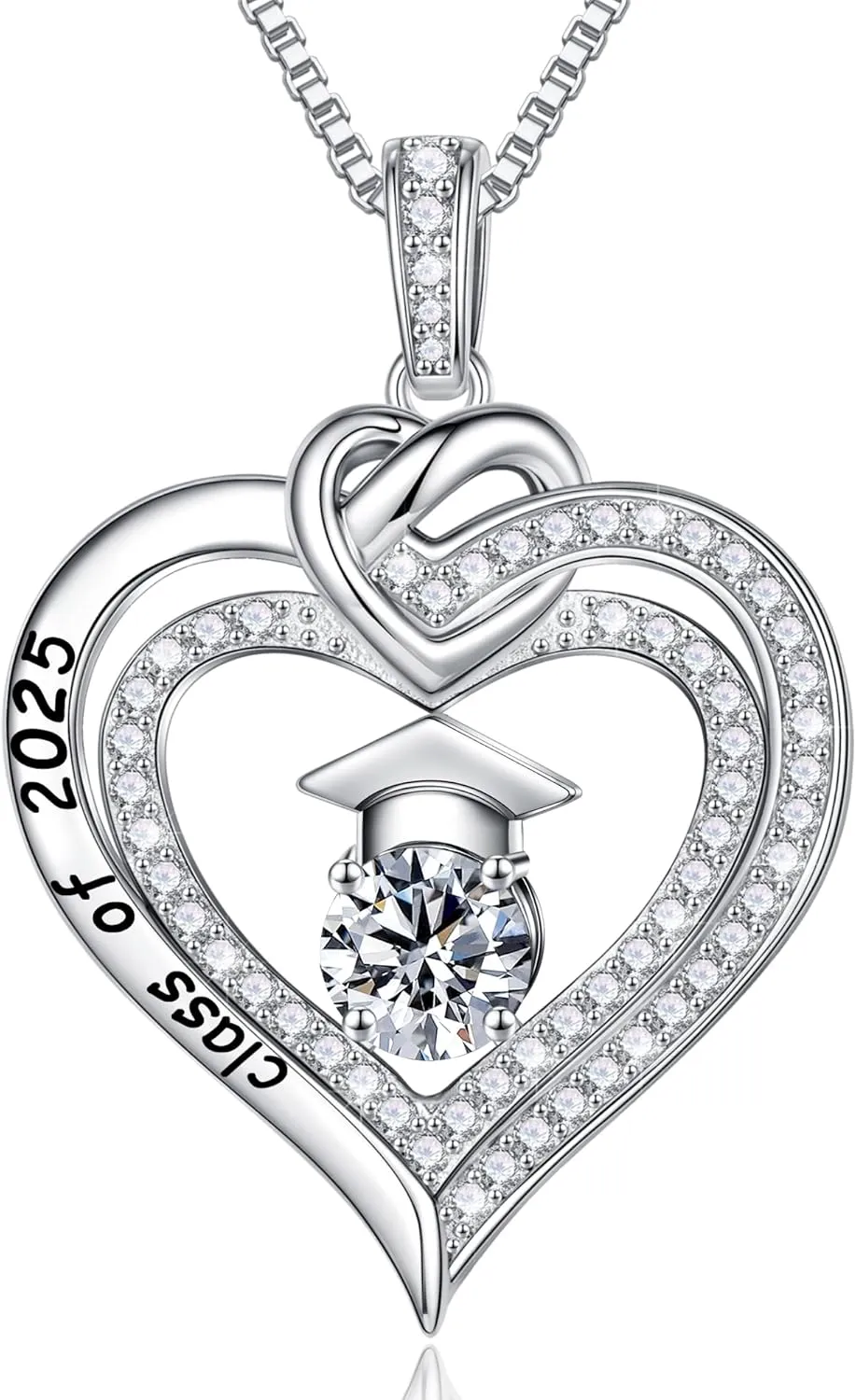 Turandoss Graduation Gifts for Her 2025, S925 Sterling Silver Birthstone Necklace Engraved Class of 2025 Inspirational Graduation Necklaces High School College Graduation Gifts for Her 2025
