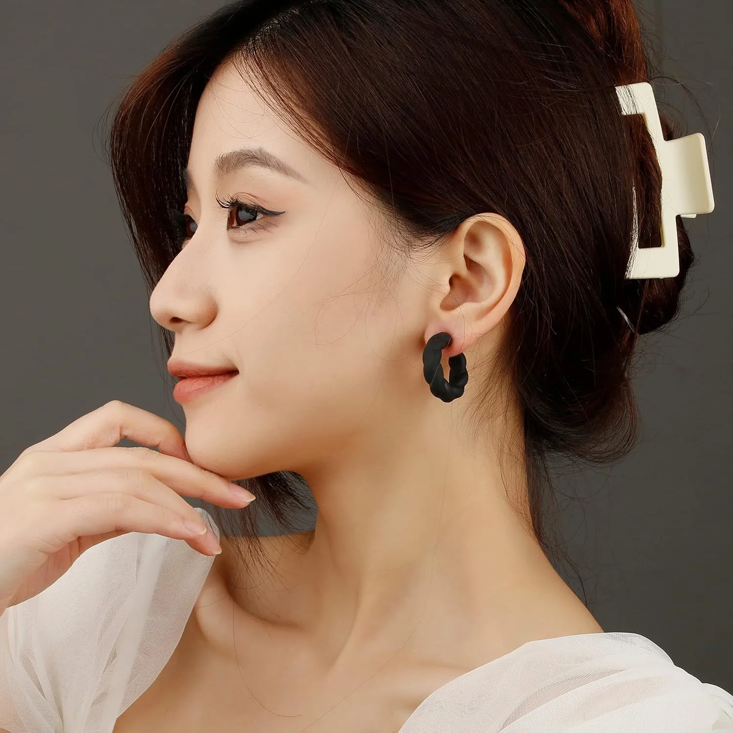 Twisted Rope Round Hoop Earrings, Lightweight C Shape Candy Earrings for Women