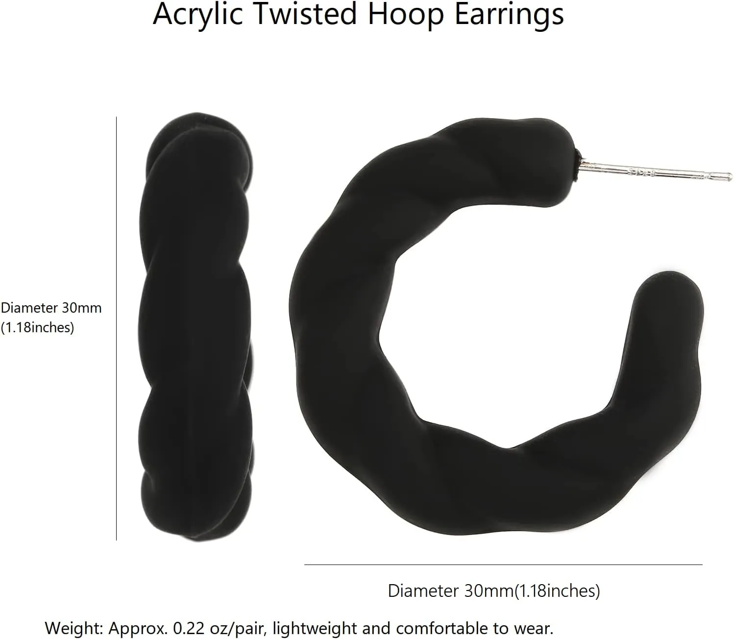 Twisted Rope Round Hoop Earrings, Lightweight C Shape Candy Earrings for Women