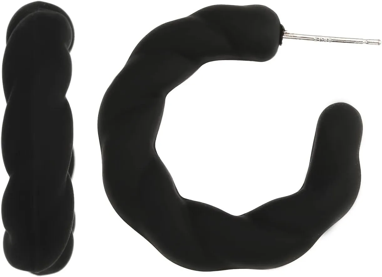 Twisted Rope Round Hoop Earrings, Lightweight C Shape Candy Earrings for Women