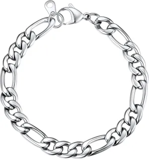 U7 Figaro Bracelet, Stainless Steel Figaro Chain Bracelet, Rope Chain Bracelet Stainless Steel 18K Gold Plated Wrist Chain for Men Women