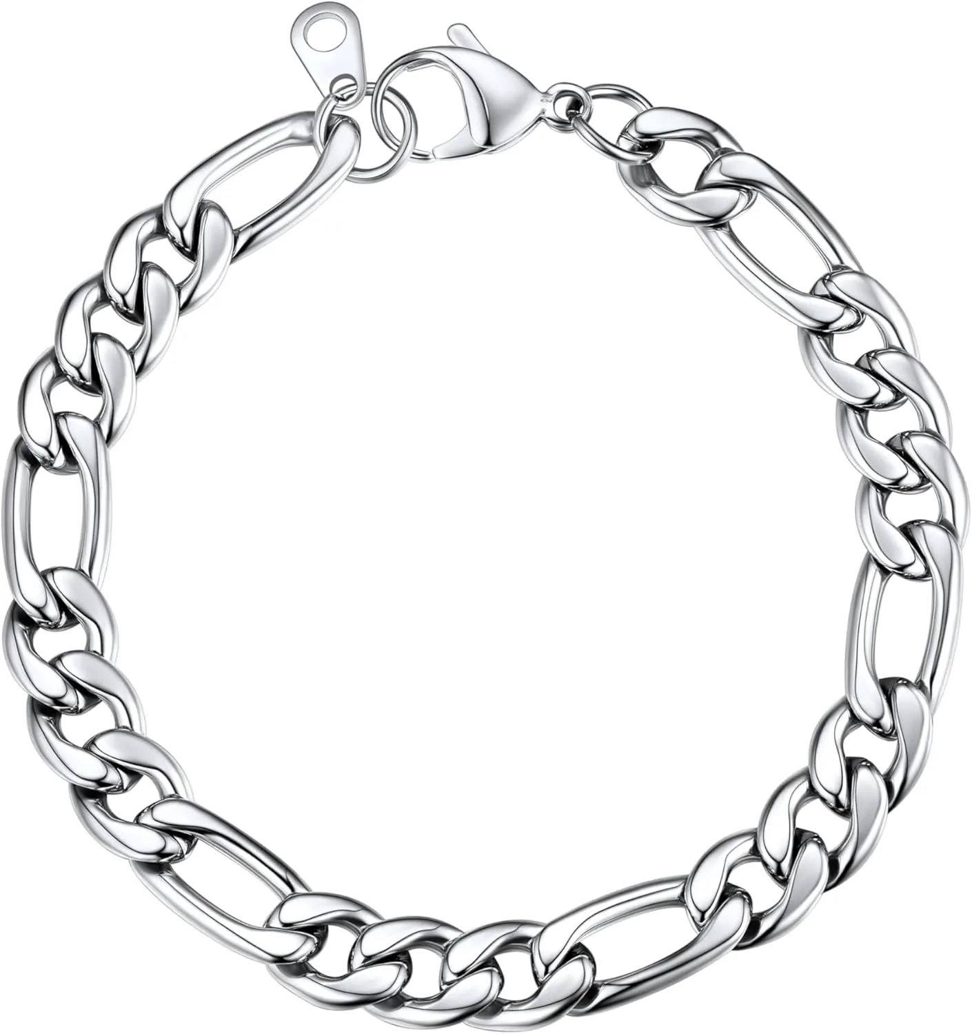 U7 Figaro Bracelet, Stainless Steel Figaro Chain Bracelet, Rope Chain Bracelet Stainless Steel 18K Gold Plated Wrist Chain for Men Women