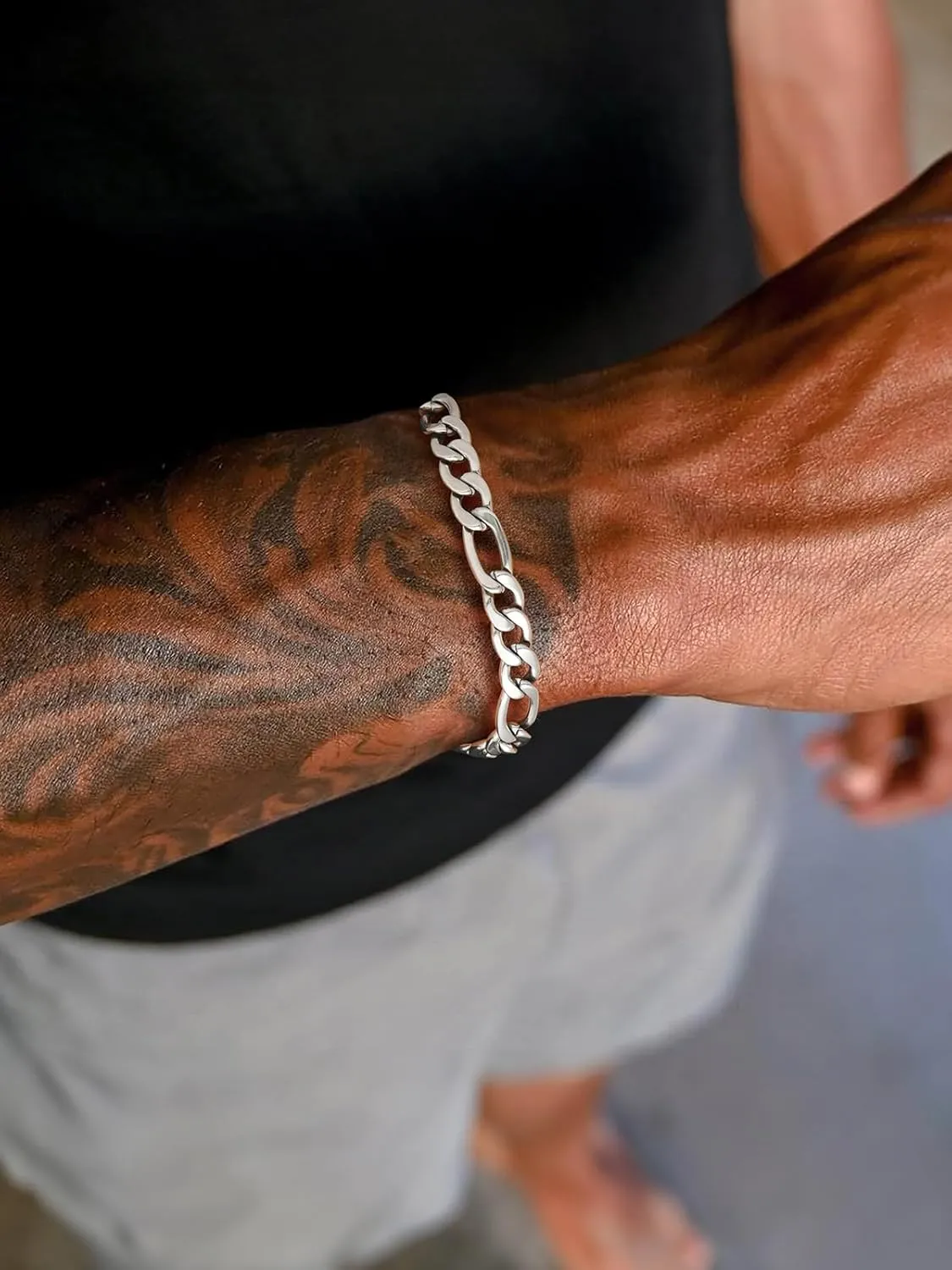 U7 Figaro Bracelet, Stainless Steel Figaro Chain Bracelet, Rope Chain Bracelet Stainless Steel 18K Gold Plated Wrist Chain for Men Women