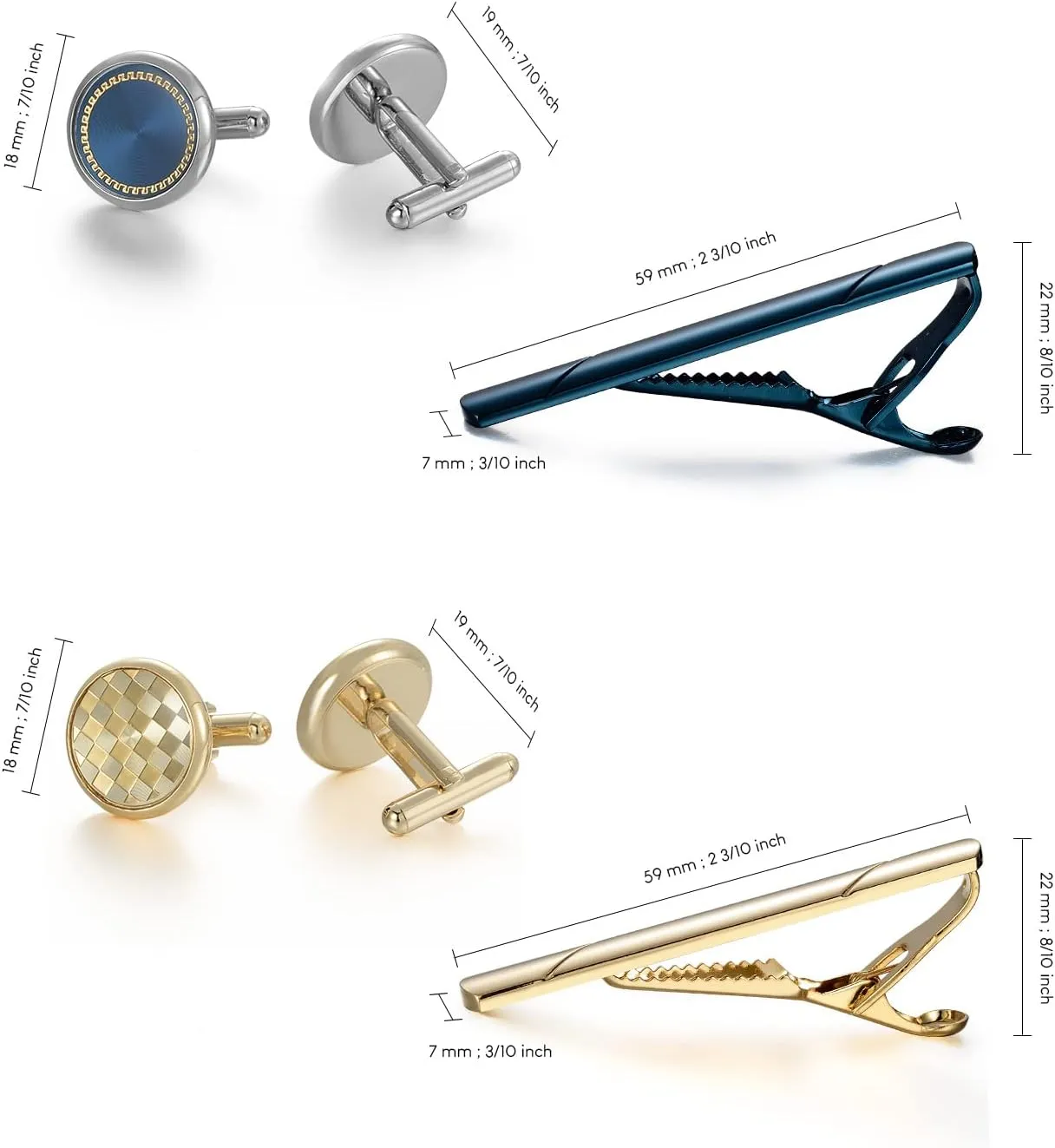 UJOY Cufflinks and Tie Clips Set 12 PCS for Men, Formal Business Shirts Dress Necktie Pin Bars Cuff Link Buttons Packed in Case